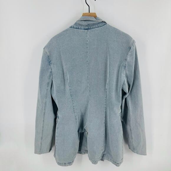 Oddmuse London Light Wash Denim Blazer Jacket Size XXL Classic Capsule Wardrobe - Picture 2 of 6